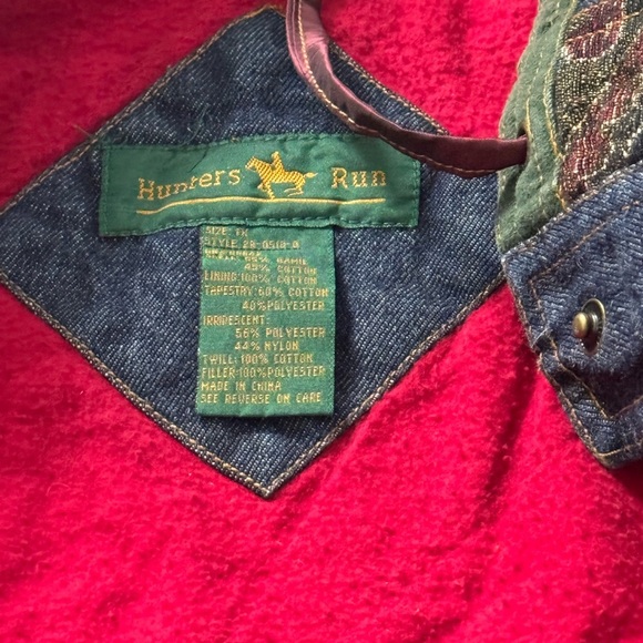 Vintage Jacket Patchwork Tapestry Denim Coat Size Womens XL Hunters Run - Picture 3 of 5